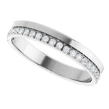 14K Gold Round Natural Diamond Single Sided Stepped-Edge Anniversary Band – 1.7 mm Stones (1/2 CTW) - White Gold - view 5
