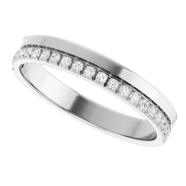 14K Gold Round Natural Diamond Single Sided Stepped-Edge Anniversary Band – 1.7 mm Stones (1/2 CTW) - White Gold - view 5