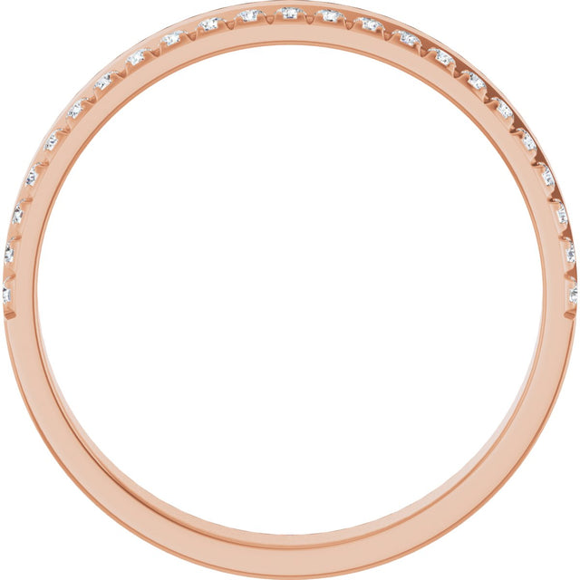 14K Gold Round Natural Diamond Single Sided Stepped-Edge Anniversary Band – 1.7 mm Stones (1/2 CTW) - Rose Gold - view 2