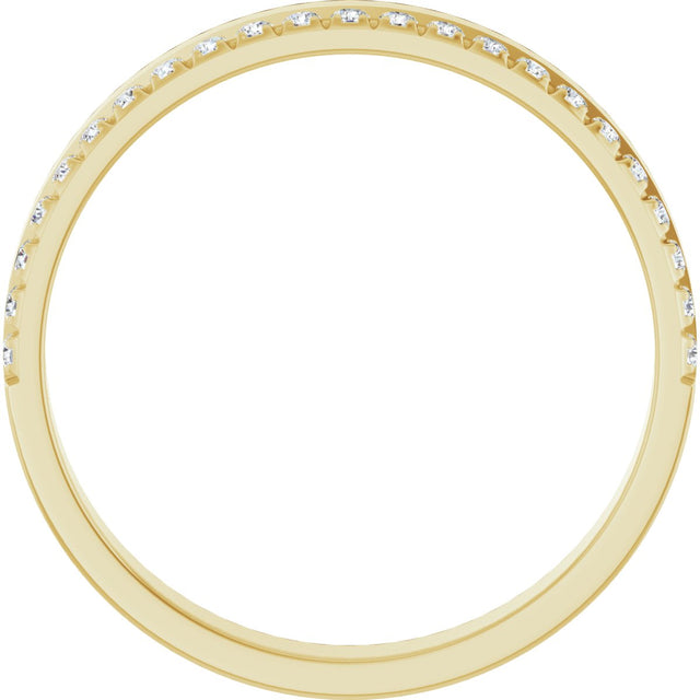 14K Gold Round Natural Diamond Single Sided Stepped-Edge Anniversary Band – 1.7 mm Stones (1/2 CTW) - Yellow Gold - view 2