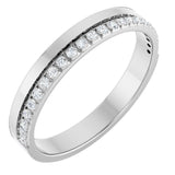 14K Gold Round Natural Diamond Single Sided Stepped-Edge Anniversary Band – 1.7 mm Stones (1/2 CTW) - White Gold