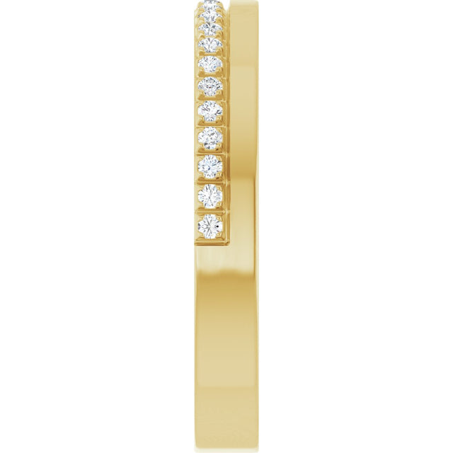 14K Gold Round Natural Diamond Single Sided Stepped-Edge Anniversary Band – 1.7 mm Stones (1/2 CTW) - Yellow Gold - view 4