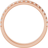 14K Gold Round Natural Diamond Single Sided Stepped-Edge Anniversary Band – 1.7 mm Stones - Rose Gold - view 2