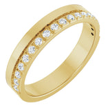14K Gold Round Natural Diamond Single Sided Stepped-Edge Anniversary Band – 1.7 mm Stones - Yellow Gold