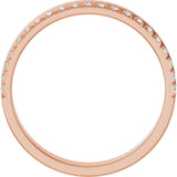14K Gold Round Natural Diamond Single Sided Stepped-Edge Anniversary Band – 1.7 mm Stones - Rose Gold - view 2