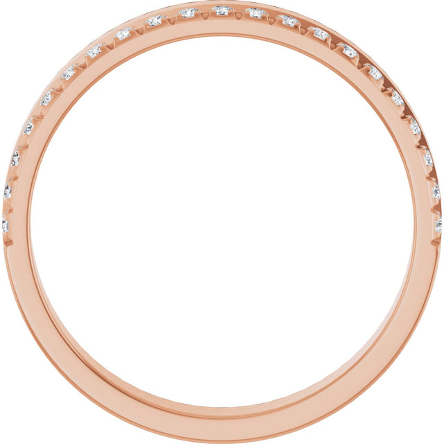 14K Gold Round Natural Diamond Single Sided Stepped-Edge Anniversary Band – 1.7 mm Stones - Rose Gold - view 2