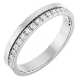 14K Gold Round Natural Diamond Single Sided Stepped-Edge Anniversary Band – 1.7 mm Stones - White Gold
