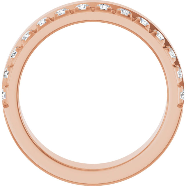 14K Gold Round Lab-Grown Diamond Single Sided Stepped-Edge Anniversary Band – 1.7 mm Stones - Rose Gold - view 2