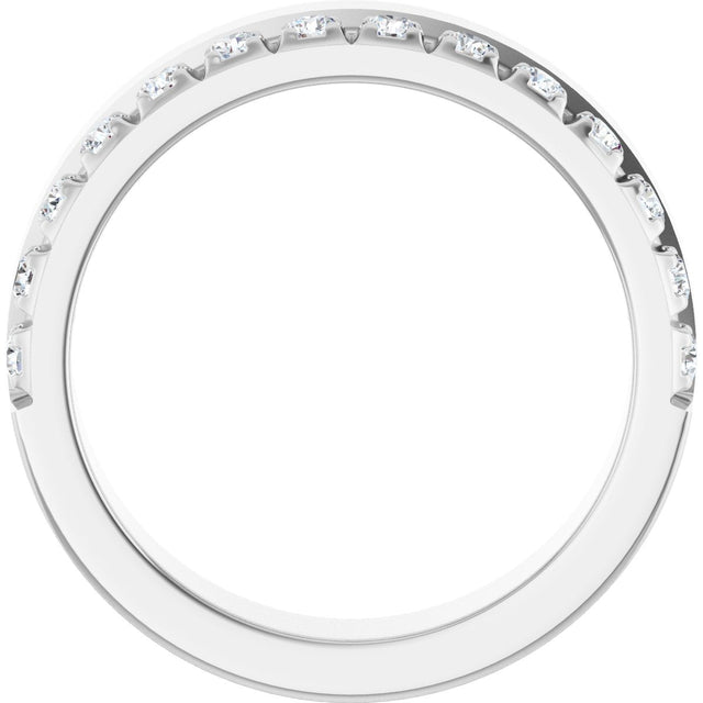 14K Gold Round Natural Diamond Single Sided Stepped-Edge Anniversary Band – 1.7 mm Stones - White Gold - view 2