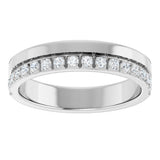 14K Gold Round Natural Diamond Single Sided Stepped-Edge Anniversary Band – 1.7 mm Stones - White Gold - view 3