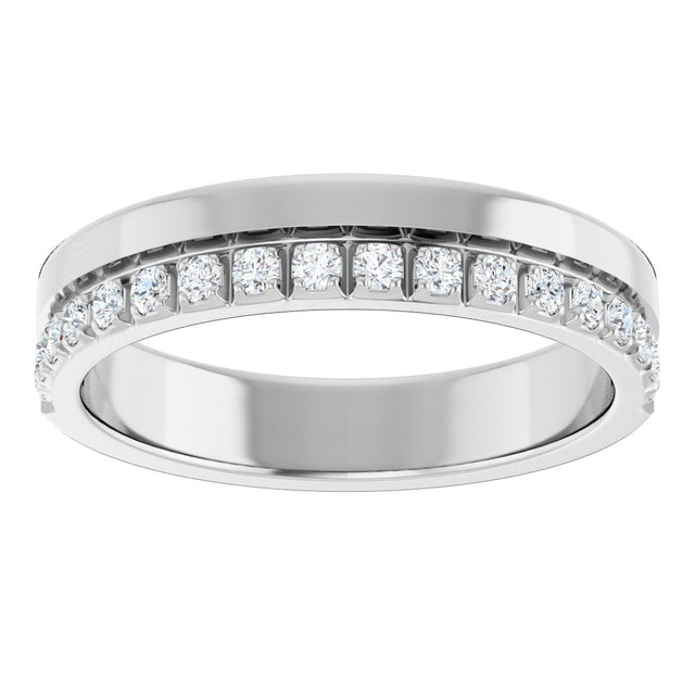 14K Gold Round Natural Diamond Single Sided Stepped-Edge Anniversary Band – 1.7 mm Stones - White Gold - view 3