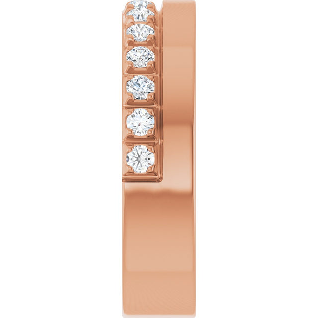 14K Gold Round Natural Diamond Single Sided Stepped-Edge Anniversary Band – 1.7 mm Stones - Rose Gold - view 4