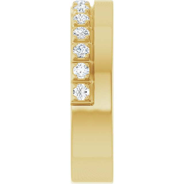 14K Gold Round Lab-Grown Diamond Single Sided Stepped-Edge Anniversary Band – 1.7 mm Stones - Yellow Gold - view 4