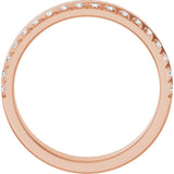 14K Gold Round Natural Diamond Single Sided Stepped-Edge Anniversary Band – 1.7 mm Stones - Rose Gold - view 2