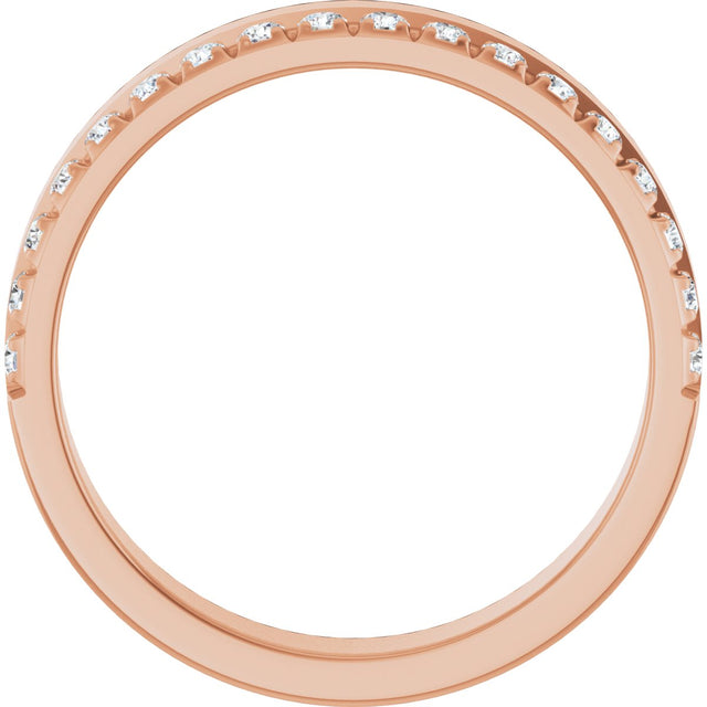 14K Gold Round Natural Diamond Single Sided Stepped-Edge Anniversary Band – 1.7 mm Stones - Rose Gold - view 2