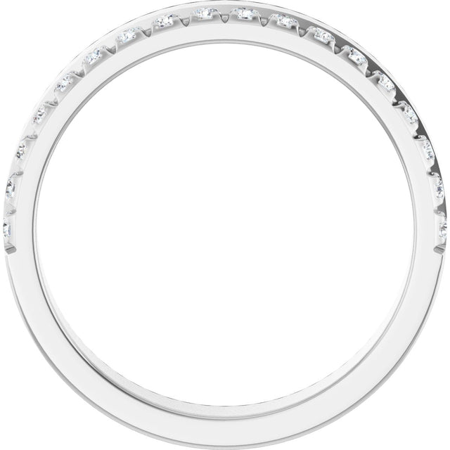 14K Gold Round Natural Diamond Single Sided Stepped-Edge Anniversary Band – 1.7 mm Stones - White Gold - view 2