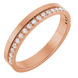 14K Gold Round Natural Diamond Single Sided Stepped-Edge Anniversary Band – 1.7 mm Stones - Rose Gold