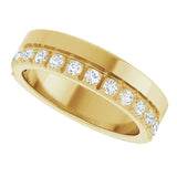 14K Gold Round Lab-Grown Diamond Single Sided Stepped-Edge Anniversary Band – 1.7 mm Stones - Yellow Gold - view 5