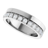 14K Gold Round Lab-Grown Diamond Single Sided Stepped-Edge Anniversary Band – 1.7 mm Stones - White Gold - view 5