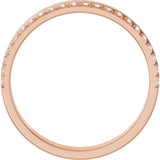 14K Gold Round Natural Diamond Single Sided Stepped-Edge Anniversary Band – 1.7 mm Stones - Rose Gold - view 2
