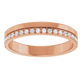 14K Gold Round Natural Diamond Single Sided Stepped-Edge Anniversary Band – 1.7 mm Stones - Rose Gold - view 3