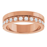 14K Gold Round Natural Diamond Single Sided Stepped-Edge Anniversary Band – 1.7 mm Stones - Rose Gold - view 3