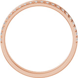 14K Gold Round Natural Diamond Single Sided Stepped-Edge Anniversary Band – 1.7 mm Stones - Rose Gold - view 2