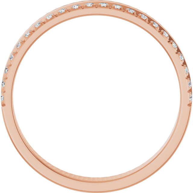 14K Gold Round Natural Diamond Single Sided Stepped-Edge Anniversary Band – 1.7 mm Stones - Rose Gold - view 2