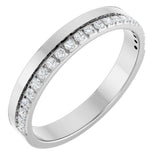 14K Gold Round Natural Diamond Single Sided Stepped-Edge Anniversary Band – 1.7 mm Stones - White Gold