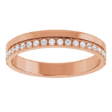 14K Gold Round Natural Diamond Single Sided Stepped-Edge Anniversary Band – 1.7 mm Stones - Rose Gold - view 3