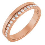 14K Gold Round Natural Diamond Single Sided Stepped-Edge Anniversary Band – 1.7 mm Stones - Rose Gold