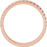 14K Gold Round Natural Diamond Single Sided Stepped-Edge Anniversary Band – 1.7 mm Stones - Rose Gold - view 2