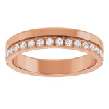 14K Gold Round Natural Diamond Single Sided Stepped-Edge Anniversary Band – 1.7 mm Stones - Rose Gold - view 3