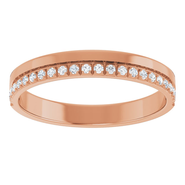 14K Gold Round Natural Diamond Single Sided Stepped-Edge Anniversary Band – 1.7 mm Stones (1/2 CTW) - Rose Gold - view 3