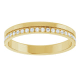 14K Gold Round Natural Diamond Single Sided Stepped-Edge Anniversary Band – 1.7 mm Stones (1/2 CTW) - Yellow Gold - view 3