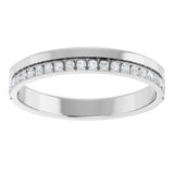 14K Gold Round Natural Diamond Single Sided Stepped-Edge Anniversary Band – 1.7 mm Stones (1/2 CTW) - White Gold - view 3