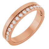 14K Gold Round Natural Diamond Single Sided Stepped-Edge Anniversary Band – 1.7 mm Stones - Rose Gold