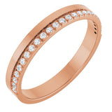 14K Gold Round Natural Diamond Single Sided Stepped-Edge Anniversary Band – 1.7 mm Stones (1/2 CTW) - Rose Gold