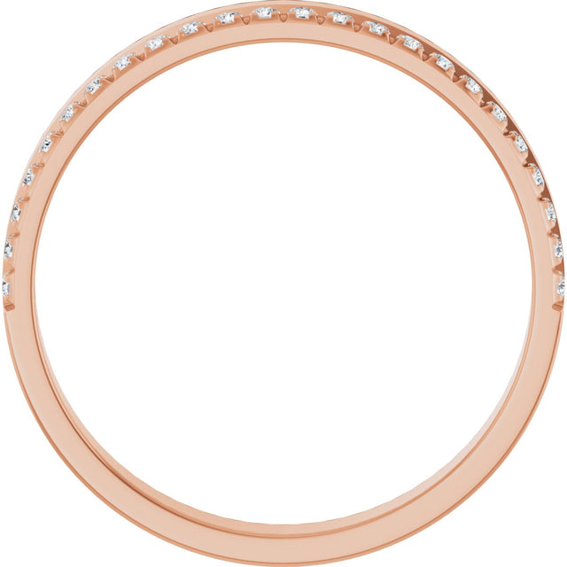 14K Gold Round Natural Diamond Single Sided Stepped-Edge Anniversary Band – 1.7 mm Stones (1/2 CTW) - Rose Gold - view 2