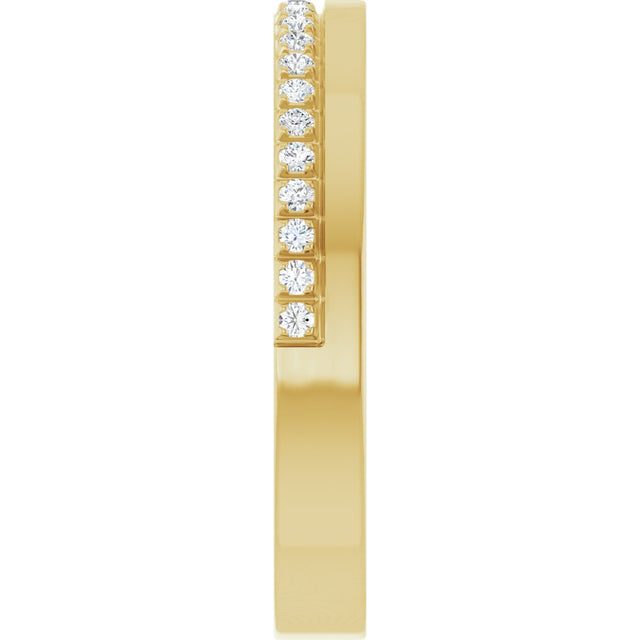 14K Gold Round Natural Diamond Single Sided Stepped-Edge Anniversary Band – 1.7 mm Stones (1/2 CTW) - Yellow Gold - view 4