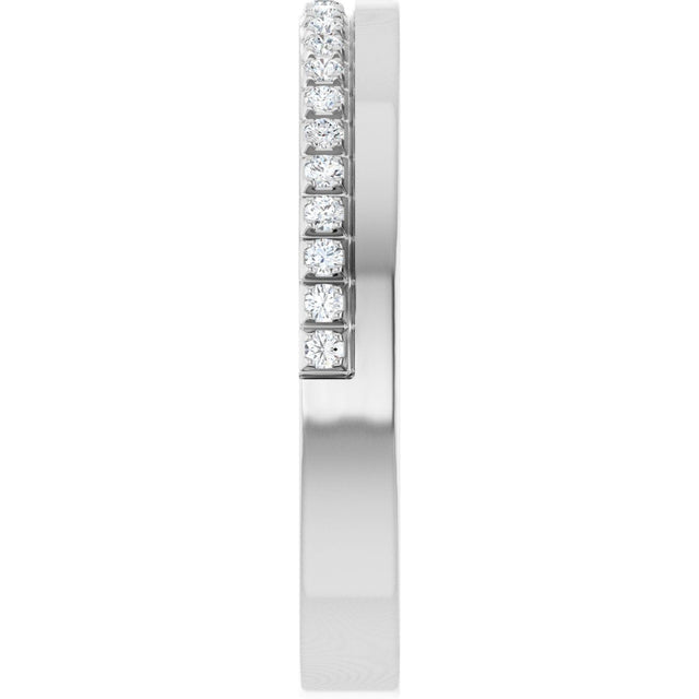 14K Gold Round Natural Diamond Single Sided Stepped-Edge Anniversary Band – 1.7 mm Stones (1/2 CTW) - White Gold - view 4