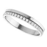 14K Gold Round Natural Diamond Single Sided Stepped-Edge Anniversary Band – 1.7 mm Stones (1/2 CTW) - White Gold - view 5