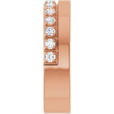 14K Gold Round Natural Diamond Single Sided Stepped-Edge Anniversary Band – 1.7 mm Stones - Rose Gold - view 4