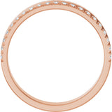 14K Gold Round Natural Diamond Single Sided Stepped-Edge Anniversary Band – 1.7 mm Stones - Rose Gold - view 2