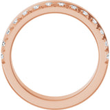 14K Gold Round Natural Diamond Single Sided Stepped-Edge Anniversary Band – 1.7 mm Stones - Rose Gold - view 2
