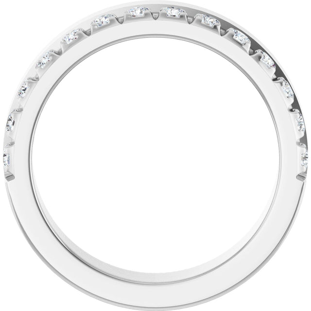 14K Gold Round Natural Diamond Single Sided Stepped-Edge Anniversary Band – 1.7 mm Stones - White Gold - view 2