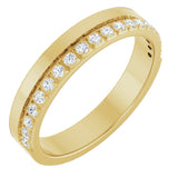 14K Gold Round Natural Diamond Single Sided Stepped-Edge Anniversary Band – 1.7 mm Stones - Yellow Gold