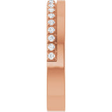 14K Gold Round Natural Diamond Single Sided Stepped-Edge Anniversary Band – 1.7 mm Stones - Rose Gold - view 4