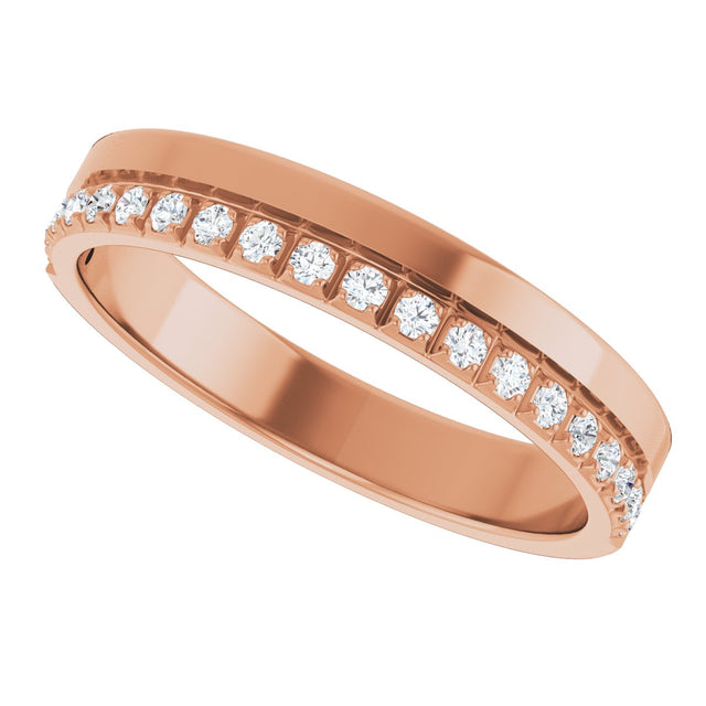 14K Gold Round Natural Diamond Single Sided Stepped-Edge Anniversary Band – 1.7 mm Stones - Rose Gold - view 5