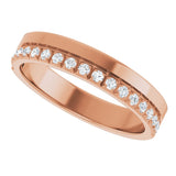 14K Gold Round Natural Diamond Single Sided Stepped-Edge Anniversary Band – 1.7 mm Stones - Rose Gold - view 5